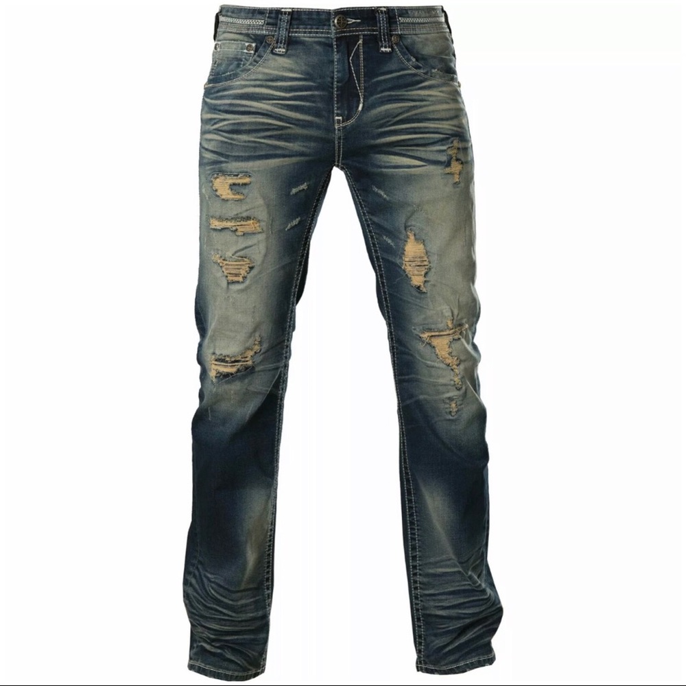 AFFLICTION Men Denim Jeans BLAKE FLEUR HUNTER Embr - Picture 2 of 9